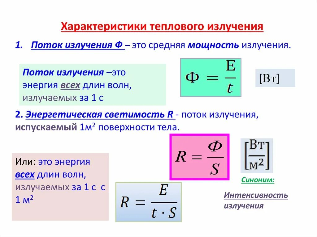 Какой величиной определяется степень излучения. Какой величиной определяется степень излучения