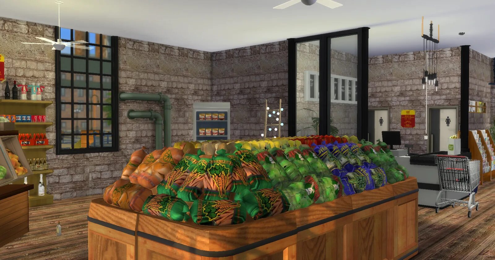 Sims 4 shop. Продуктовый магазин в симс 4. Sims 4 grocery store. Симс 4 супермаркет. Магазин в симс 4.