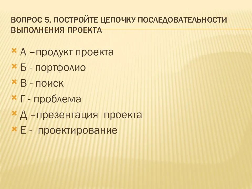 Последовательность этапов работы над проектом 6 этапов