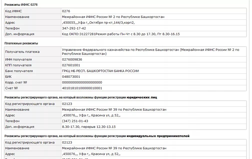 Реквизиты номеров телефонов