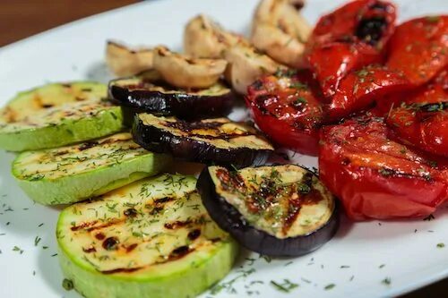 Grilled Vegetables - Grilled Eggplant, Zucchini, Peppers Stock Image - Image of 