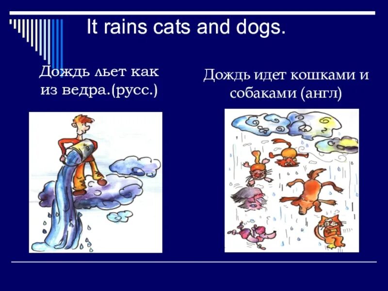 Слово дождь льет как из ведра. Дождь как из ведра. Дождь идет кошками и собаками на английском. Английская поговорка дождь идет кошками и собаками. Поговорка льёт как из ведра.
