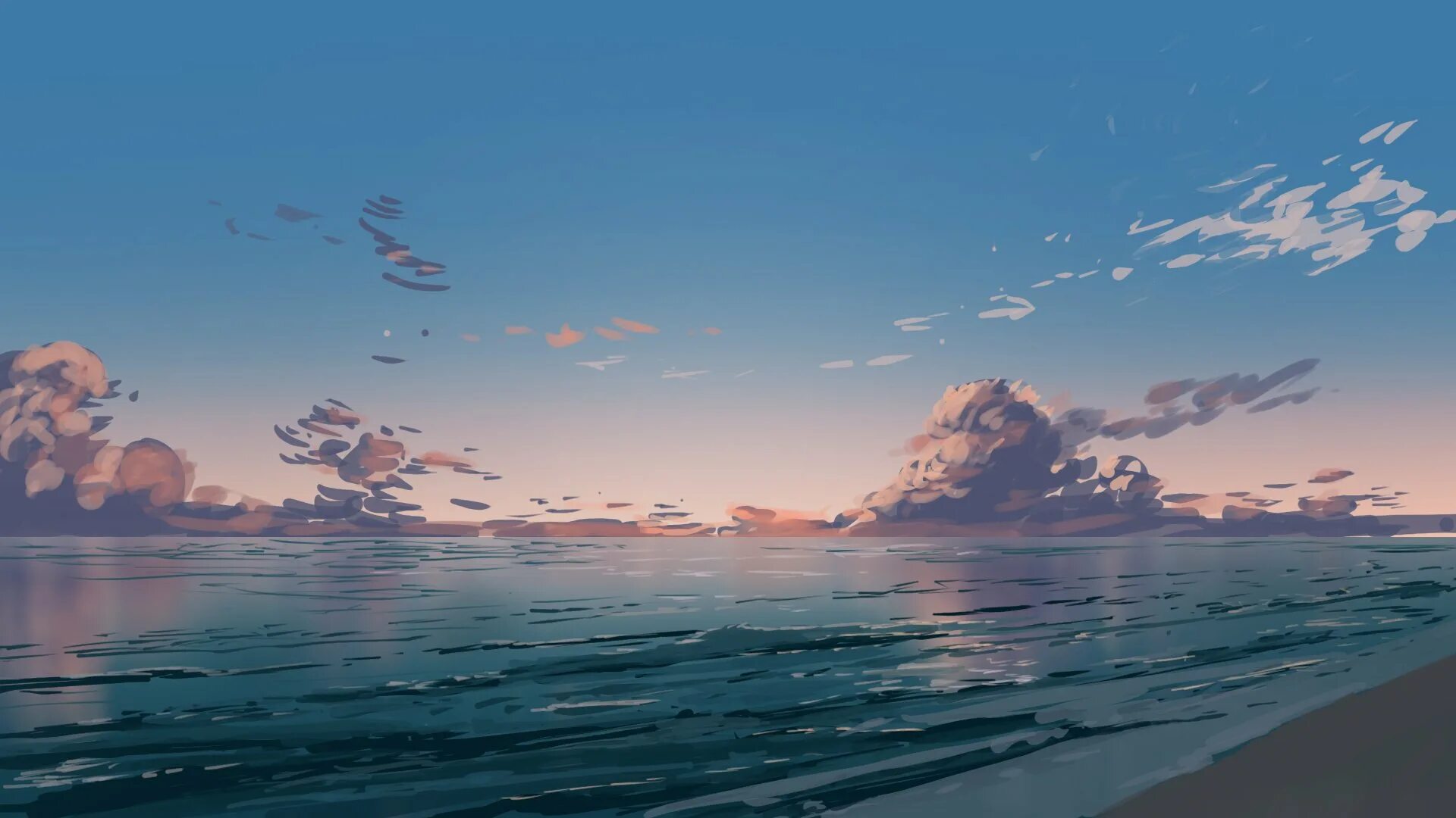 Море слилось с небом и крепко. Море арт. пляж арт.