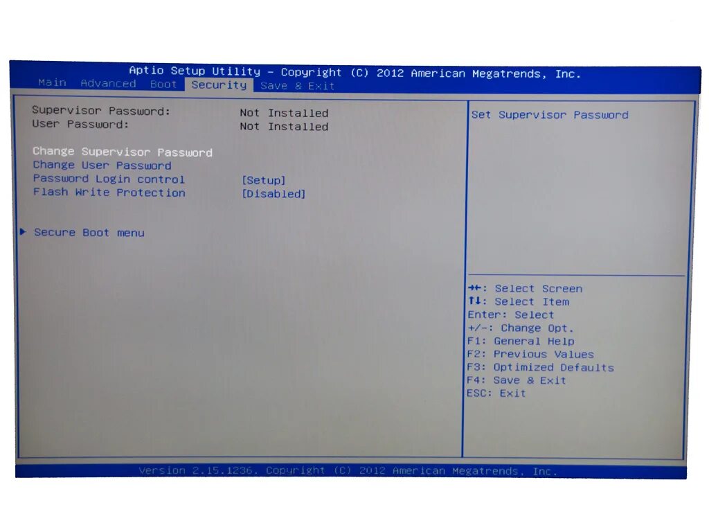 Aptio setup utility
