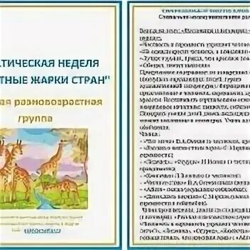 Планирование на тему животные жарких стран