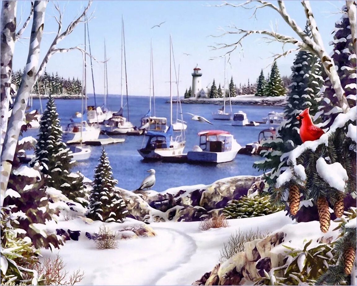 алан гиана художник. пароход сретенск. зимняя гавань. лиепая вмф ссср. лиепая зимняя гавань 1980г.