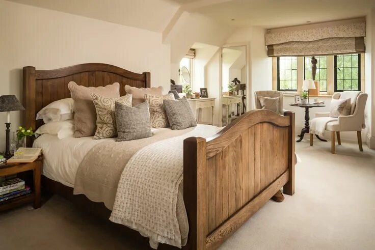 Интерьер спальни в стиле кантри Pin op Log cabin / Rustic Huis