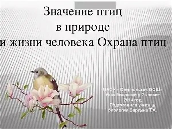 Птицы в жизни человека и природы. Охрана птиц в природе. Роль и значение птиц. Значение и охрана птиц.