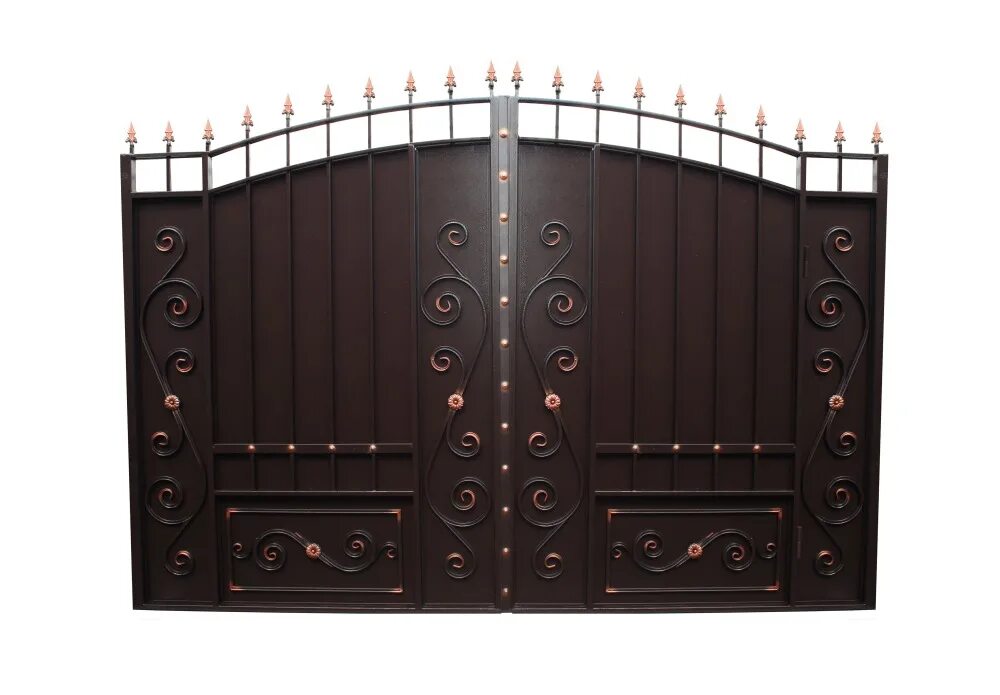 Кованые ворота v-108 (1 кв.м.). Ворота со встроенной калиткой. Кованые ворота с калиткой. Кованые ворота со встроенной калиткой.