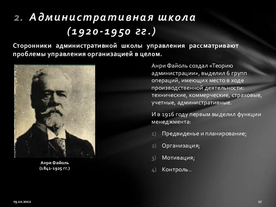 Основателем административной школы управления является. Анри файоль административная школа управления. анри файоль (1920-1950 гг.). классическая (административная) школа управления (1920 —1950). административная школа управления 1920-1950.