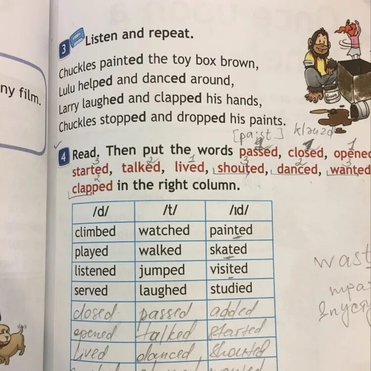 Lived talked wanted. Chuckles painted the Toy Box Brown. Chuckles painted the Toy Box Brown стих. Read then put the Words Passed closed opened ответ. Английский язык 4 класс read then put the Words Passed, closed, opened, added,.