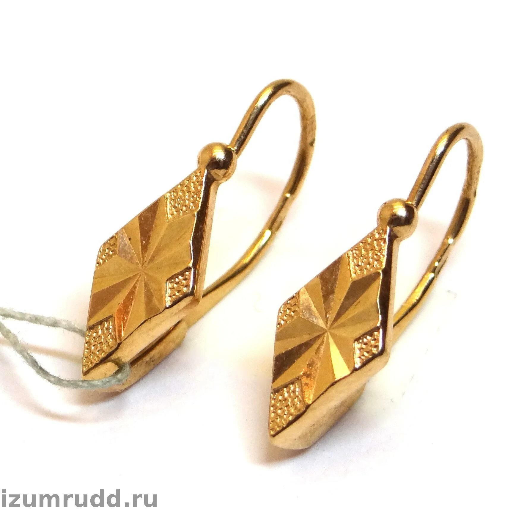 серьги золото ромбик