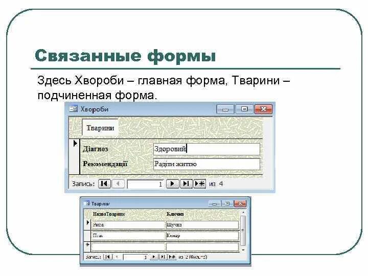 Связанная форма в access. Связанная форма. Простая форма в access. Подчиненная форма access. Access подчиненные