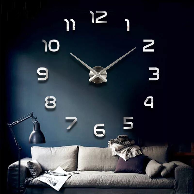 Самоклеющиеся 3d часы "DIY Clock" al021-b. Настенные часы 3d-Decor Bruno. Дизайнерские часы на стену. Огромные настенные часы. За 7 часов 3д