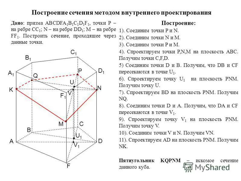построить сечение призмы abcda1b1c1d1