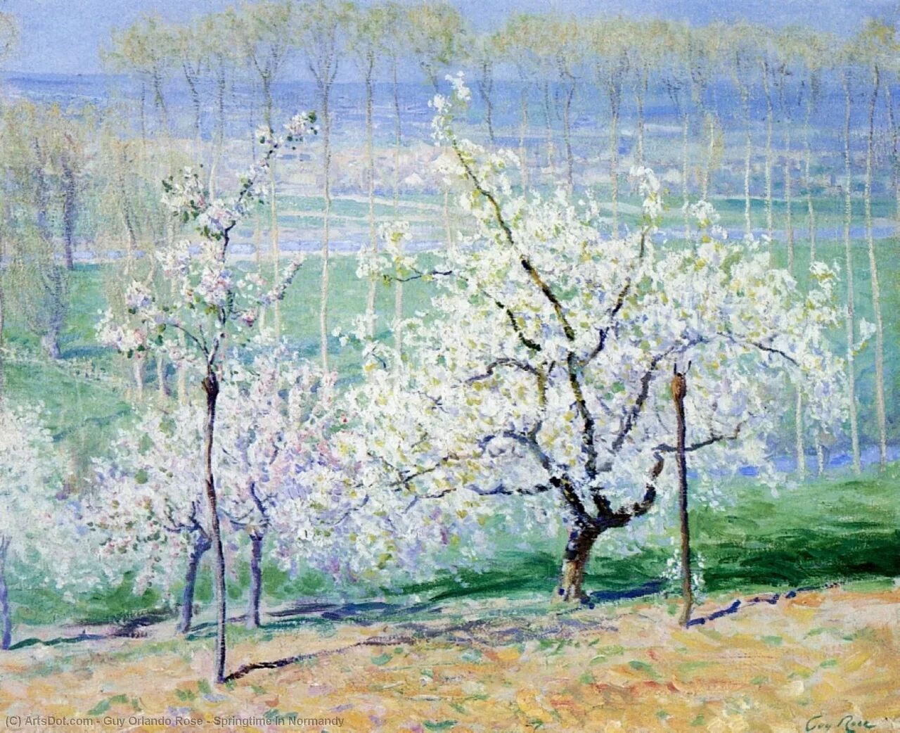 Анри Лебаск картина сад весной.