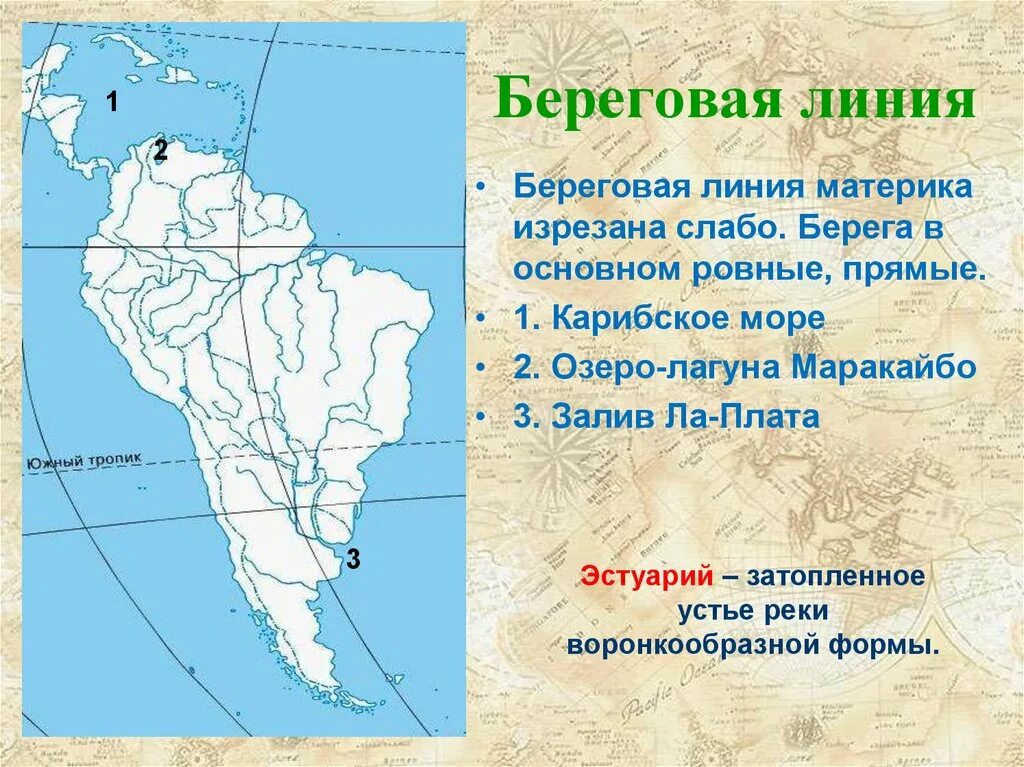 Объекты береговой линии Южной Америки. Береговая линия материка Южная Америка. Элементы береговой линии Южной Америки. Очертания берегов Южной Америки.