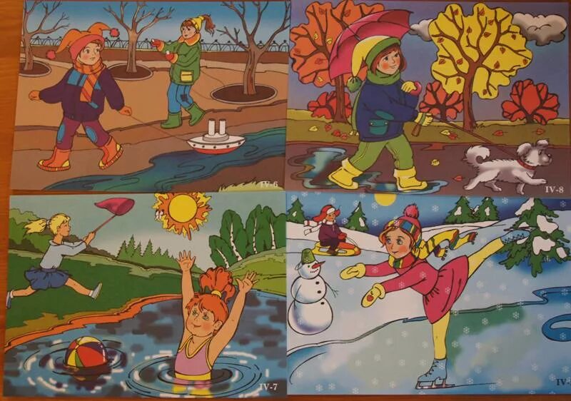 Времена года для детей 4-5 лет. Сюжетные картины времена года для дошкольников. Демонстрационный материал для малышей. Времена года для дошкольников 4-5