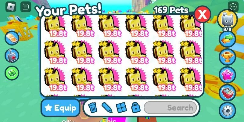 роблокс пет симулятор x. где все лапки в пет сим 99. инвентарь с петами в пет симулятор. пет сим инвентарь. скрин хуга пет сим.