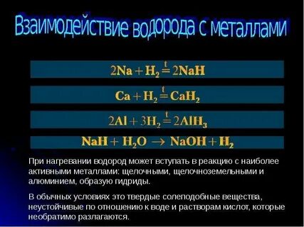 Взаимодействие свинца с водородом