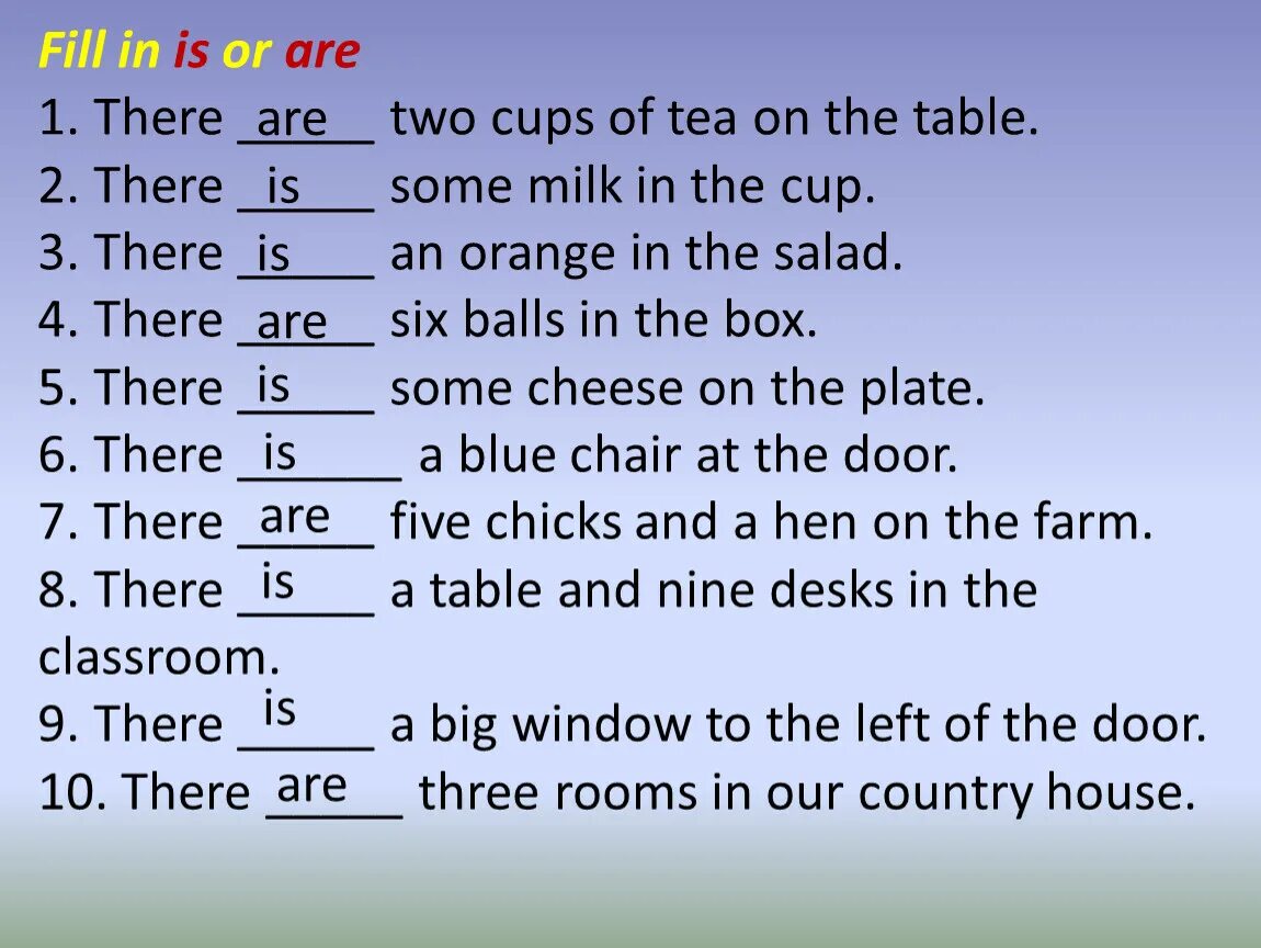 There is таблица. Грамматика there is there are. Упражнение 2 вставьте is или are. There is или are two Cups of Tea on the Table.