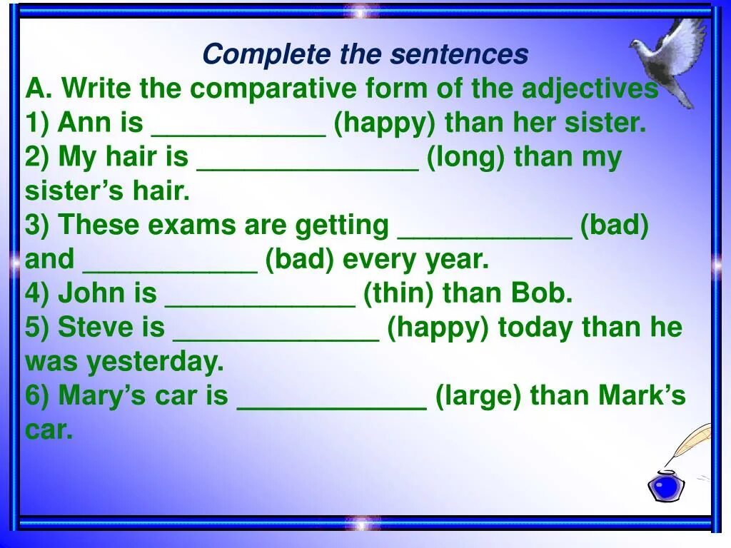 Comparisons упражнения. Comparative and Superlative adjectives упражнения. Comparatives упражнения. Comparative degree задания. Mark the adjectives