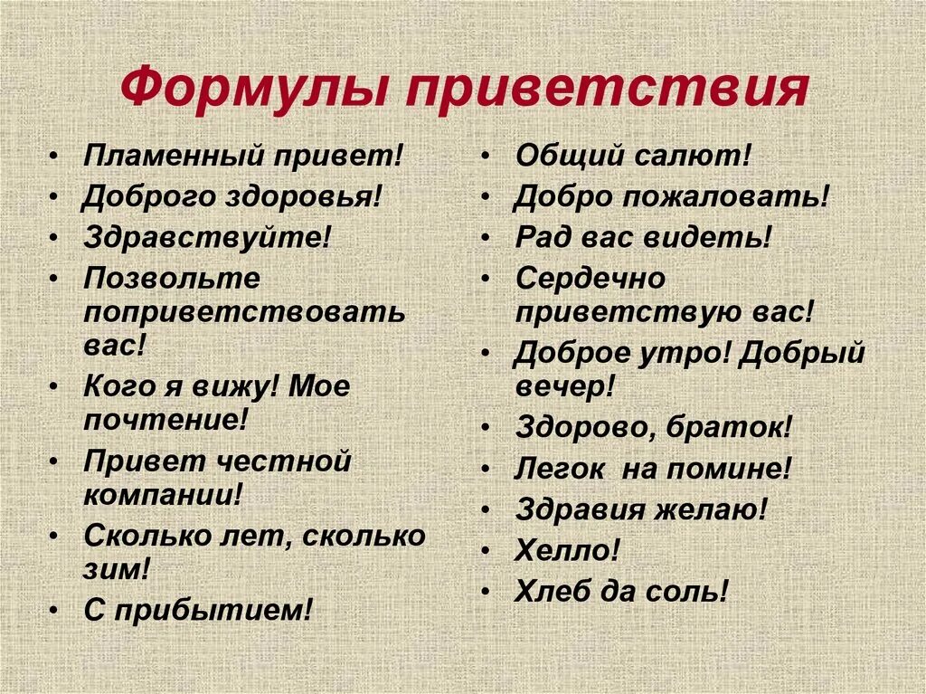 Слова прощания в русском. Слова приветствия. Приветствие текст. Разные типы приветствий. Различные формы приветствия.