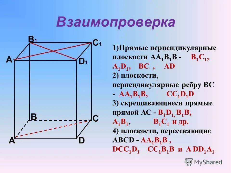 Какие прямые в кубе перпендикулярны