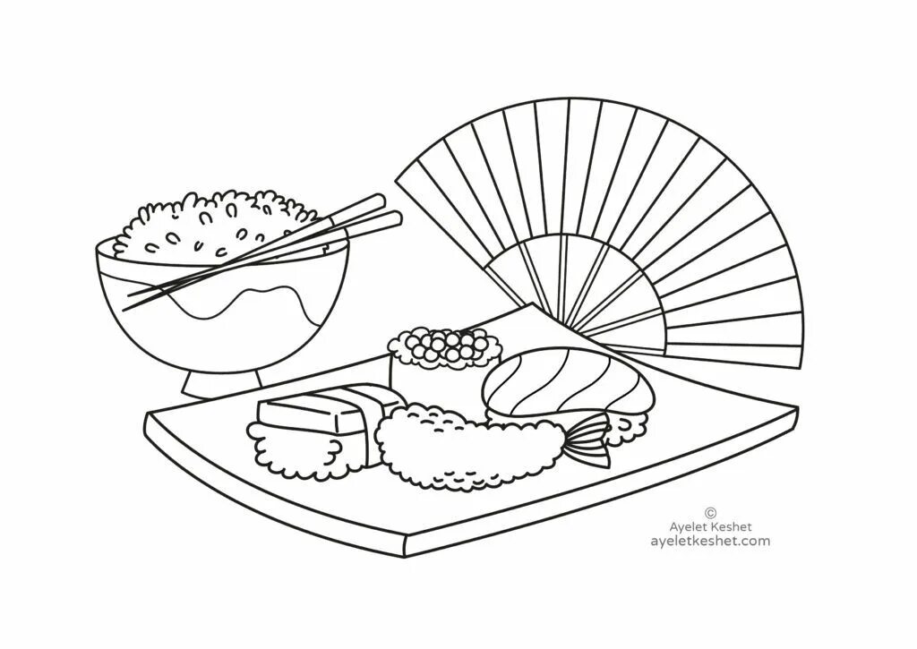 Free coloring pages about Japan for kids - Ayelet Keshet Free kids coloring page