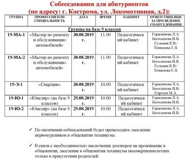 Провинция расписание собеседований