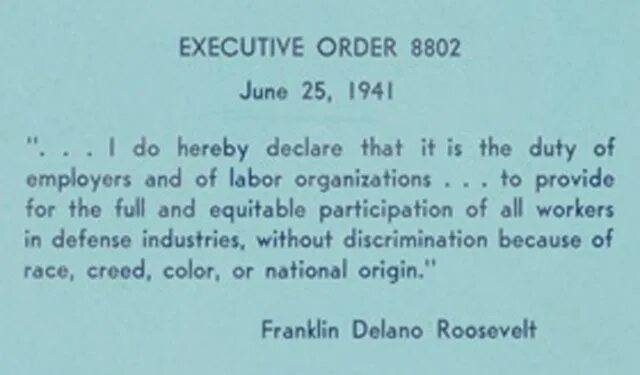 Executive order 8802 Roosevelt. Executive order 8802 of Roosevelt the Fair Employment Practice Committee. Executive order 8802 the Fair Employment Practice Committee. Executive order