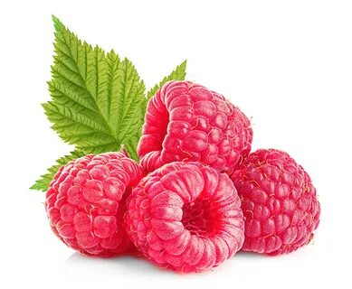 Picture Foliage Pink color Raspberry Food Closeup White background.