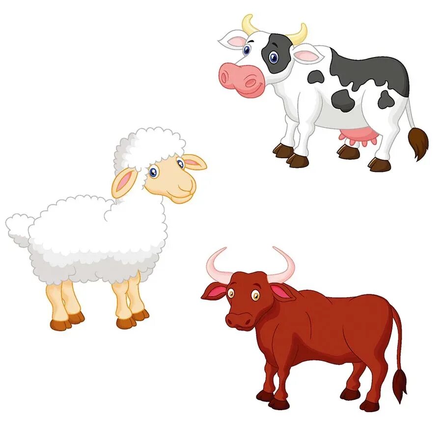 Корова овца лошадь. Корова и коза. Коровы овцы козы. Домашние животные мультяшные. Корова коза овца свинья