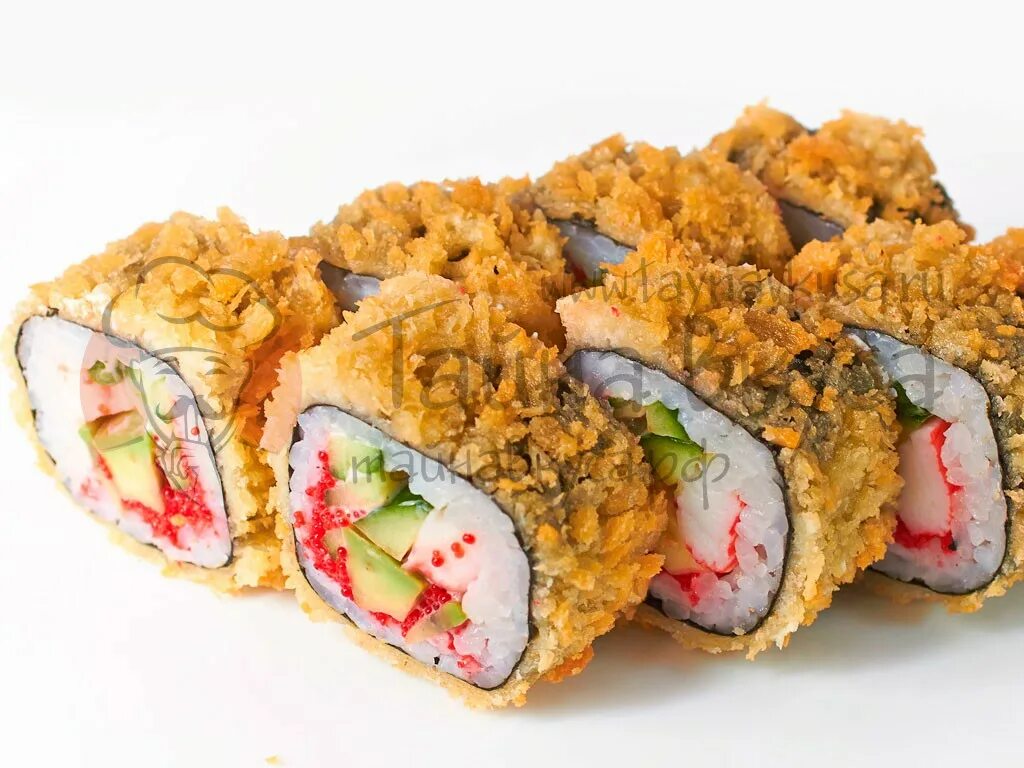 калифорния темпура ролл 2 шт. суши калифорния жареные. калифорния сяке темпура. калифорния темпура ролл. роллы калифорниятепура.