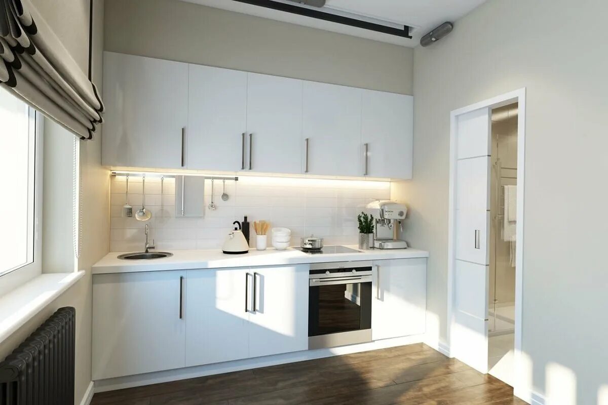 Кухонный гарнитур прямой минимализм. Кухонный гарнитур вдоль стены. Дизайн кухни 4 м на одну стену. Кухня во всю стену. Кухня вдоль длинной стены.