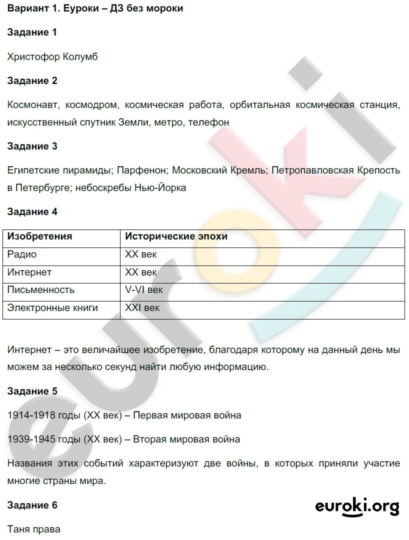 Тест страница всемирной истории 4 класс. Тест страница всемирной истории 4 класс
