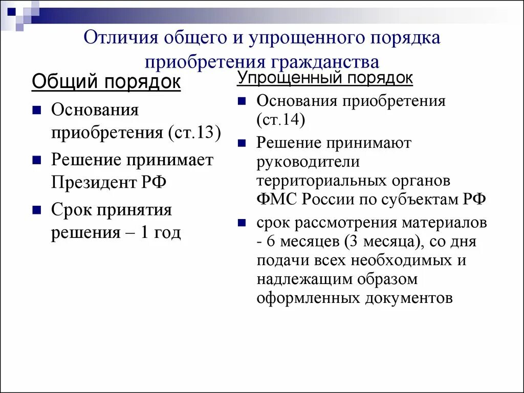 В результате приема в гражданство российской. Упрощенный порядок основания приобретения гражданства. Порядок приобретения гражданства РФ. Основания приобретения гражданства РФ В общем порядке. Общий и упрощенный порядок приобретения гражданства.