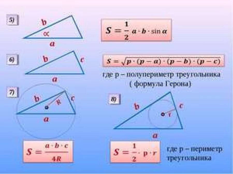 Площадь через сторону и высоту. Формула площади треугольника через периметр. Формула нахождения площади треугольника через периметр. Формула площади прямоугольного треугольника через периметр. Как вычислить периметр треугольника через площадь.