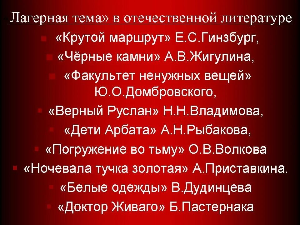 Лагерная проза произведения