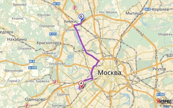 Химки Московская область на карте Московской области. Маршрут Москва Химки.