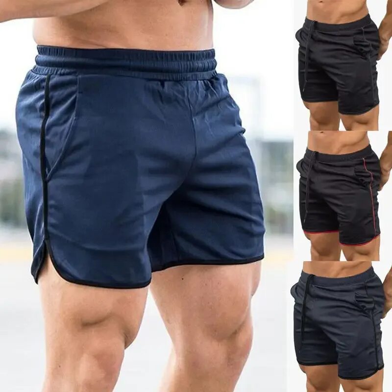 New Men Fitness Bodybuilding Shorts Man Summer Gyms Workout Male Breathable Mesh