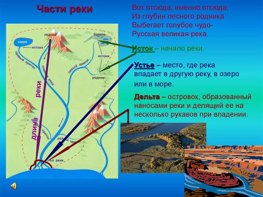 Общее направление реки. Части реки. Строение реки схема. Части реки схема. Река состав частей.