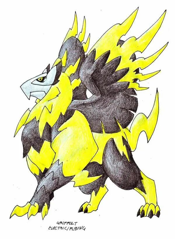 Злом покемоны. Электрические покемоны. Покемон Грифон. Злой покемон. Pokemon Fusion рисунки.