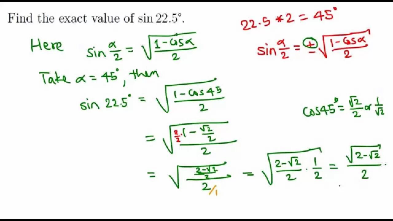 Sin 2 22 5