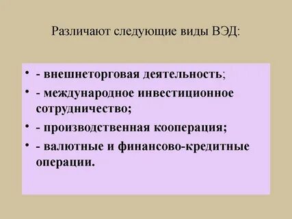 Виды и формы внешнеэкономической деятельности