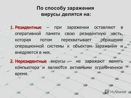 Основные способы заражения