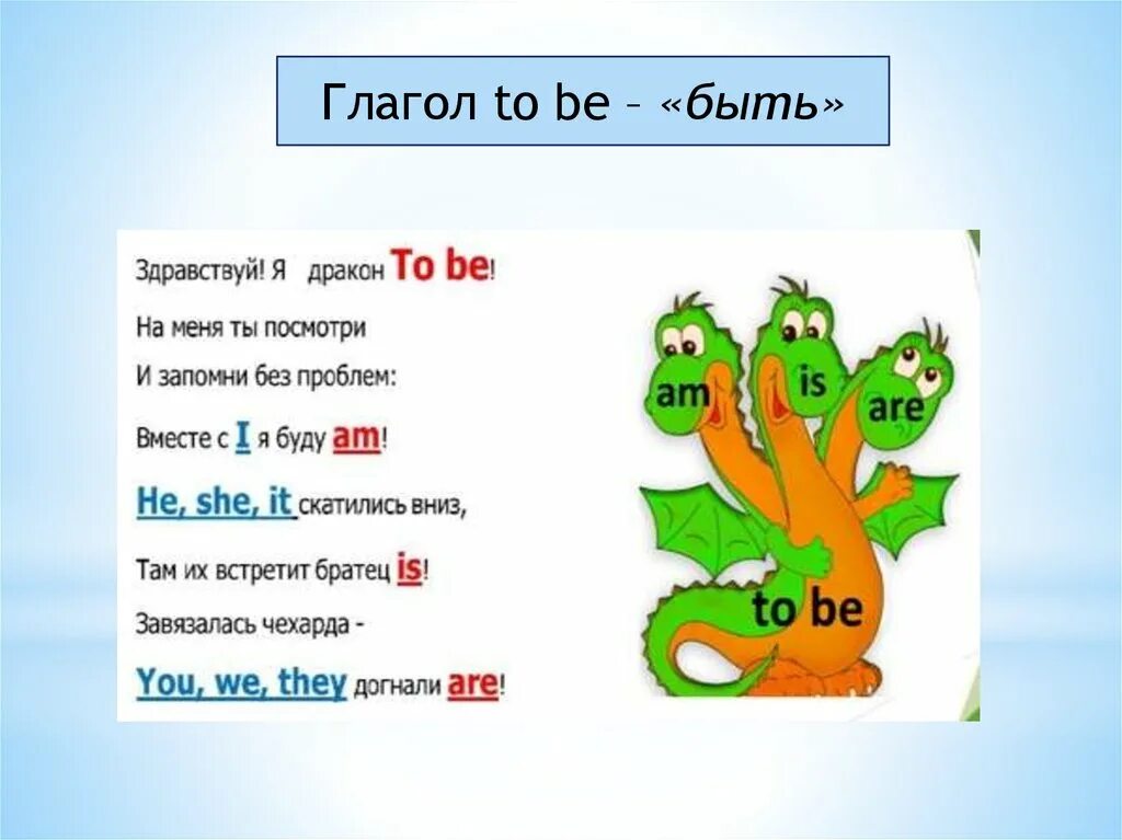 Глаголы на ис. Глагол to be. Глагол to be таблица для детей. Дракон to be в английском языке. Глагол to be для детей дракон.