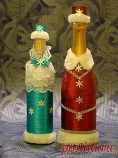 Фото украшенных бутылок на новый год