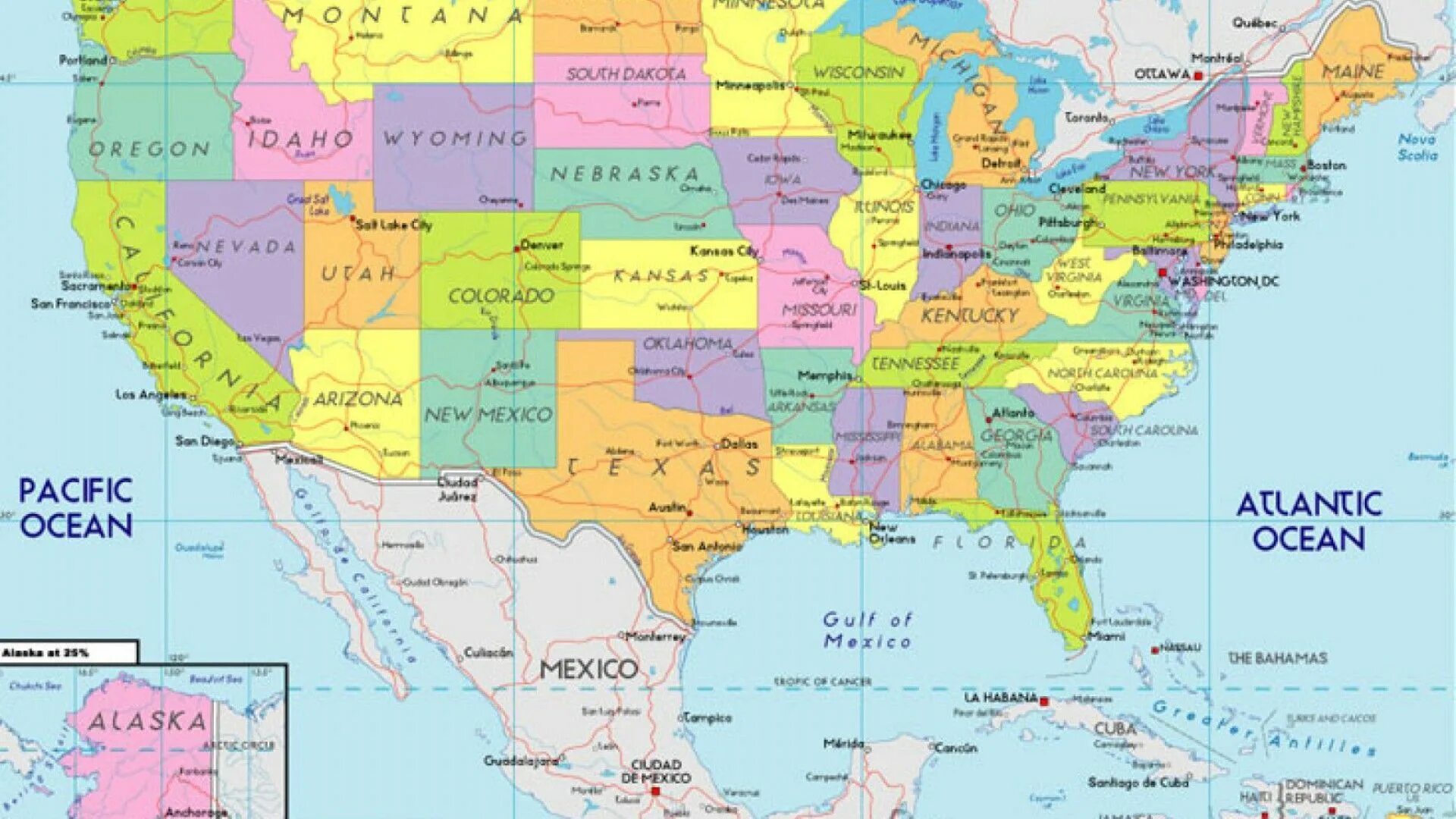 В каком районе находится сша. Соединенные штаты Америки политическая карта. Политическая карта Штатов США. The United States of America карта. Карта США со Штатами и городами.