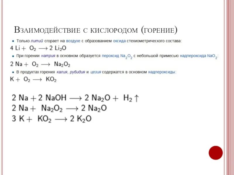 Горение натрия в избытке кислорода